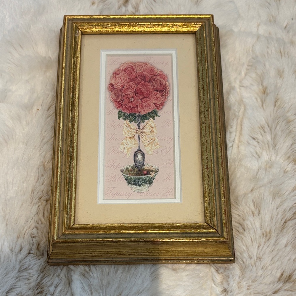 Vintage Gold Frame Floral Wall Art - Pink Bouquet Victoriana Designs